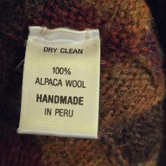 Paul Stuart Mens Sweater Size L Multicolor Handmade Alpaca Wool Crew Neck - Picture 5 of 10